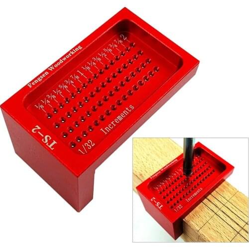 1/32 Increments Aluminum Alloy Measuring Tool Woodworking T-type Scribe Hole Scribing Gauge Precision Cross-calibration Ruler