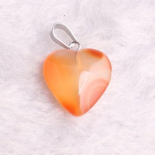 1PCS 20*20mm Love Heart Carnelian Pendants Natural Stone Crystal Sodalite Green Aventurine Necklace Pendant For Energy Jewelry