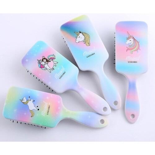 1PCS Children Cartoon Unicorn Animal Anti-static Hair Brush Massage Comb Shower Wet Detangle Hair Brush Salon Hair Styling Tools