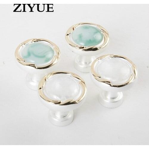 2PCS/Lot Free Shipping Drawer Handle Cabinet Door Small Round Jade European Zinc Alloy Single Hole