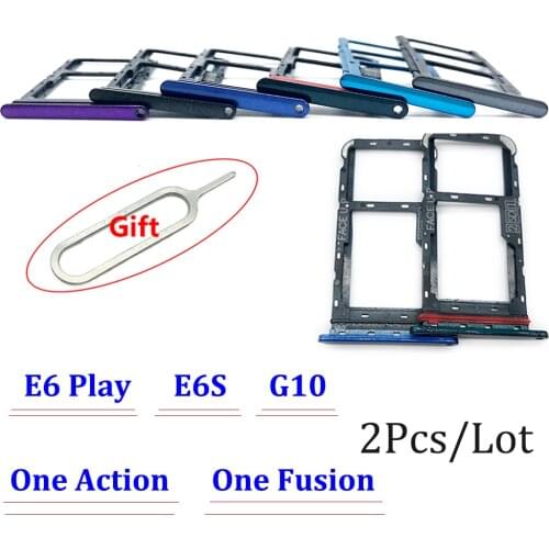 2Pcs,New SIM Card Tray Slot Holder Replacement Part For Moto E6 Play E6S G10 One Action One Fusion SD Card Adapter Socket + Pin