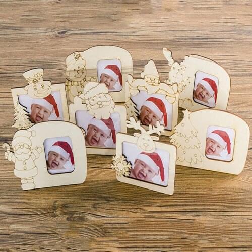 2020 New Christmas Photo Frame Xmas Mini Wooden Decorations Photos Ornament Baby Kids Home Table Decor Accessories