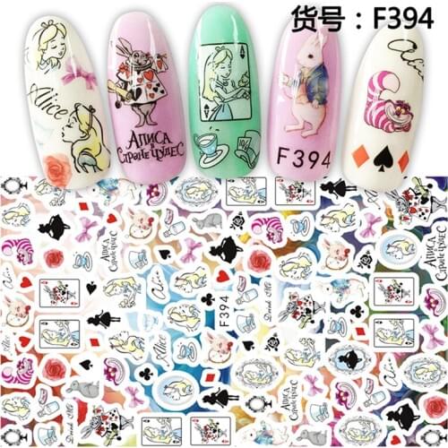 5 sheets creative Ultra Thin adhesive decals Nail Art decorations Stickers acrylic beauty nail supplies tools cartoon style F398