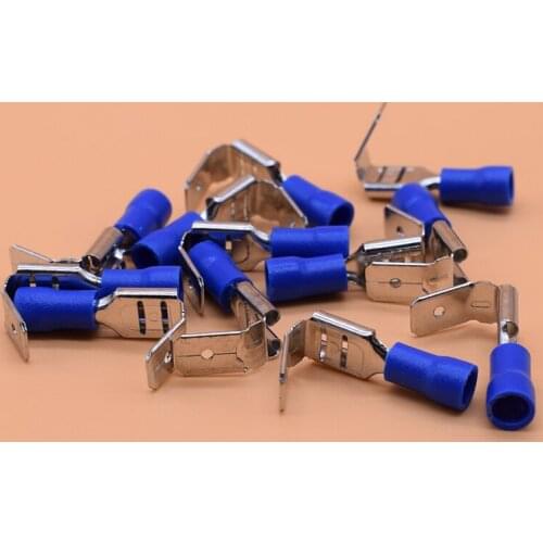 50sets/lot PBDD2-250 shoulder type male and female pre-insulated connector 6.3 brass plug spring