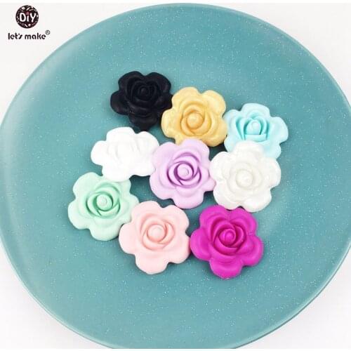 Lets make 50PC Silicone Beads Flower shaped Silicone necklace Bracelet Sensory Baby Teether Toy DIY chew beads teething Beads