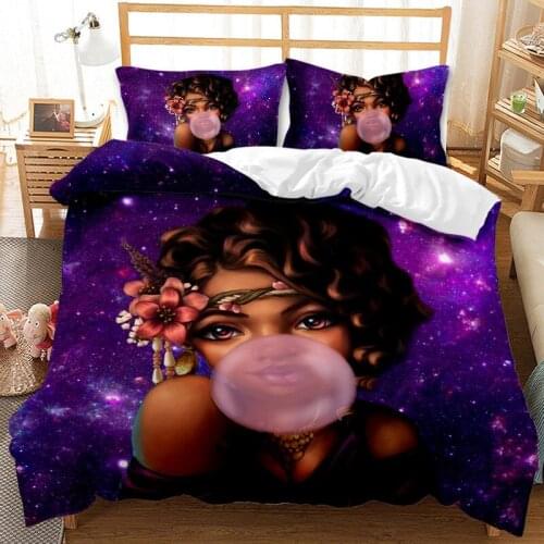 African Girl Duvet Cover 3D Digital Printing Queen Bedding 2/3 Piece Set Duvet Cover Girl Duvet Cover Oversized Set Queen Sheets