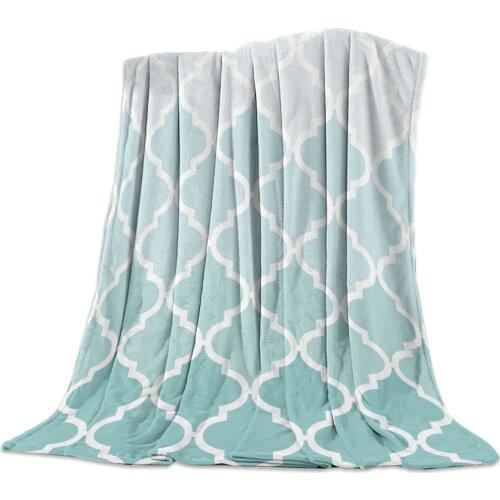 Geometric Blue Green Gradient Turquoise Blanket Unisex Children Couch Bedspread Throws Cover Durable Warm Cozy Coverlet Blankets