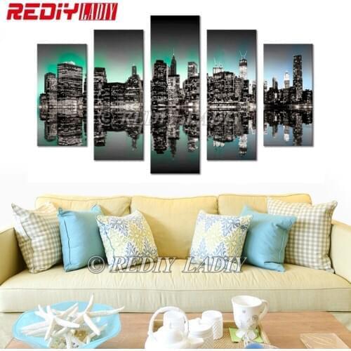 REDIY LADIY Diamond Painting Triptych Diamond Embroidery Crystal Modular Picture Night City Wall Art Multi Pictures Home Decor