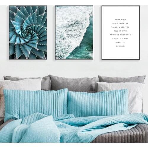 Nordic flower cactus canvas painting, wall art diy home decor, green, fresh plants, modern print image, poster for living room