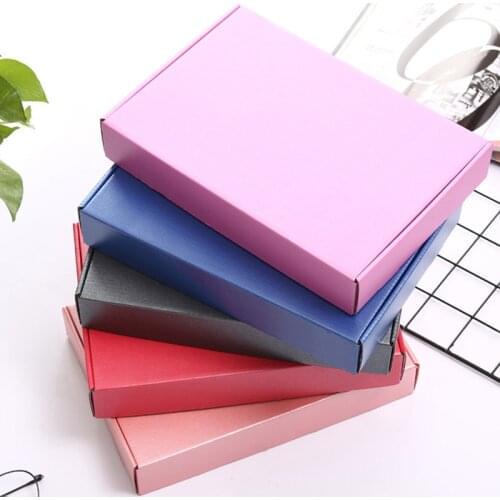 10Pcs Colorful Paper Gift Box 3 Layers Corrugated Box Underwear/Jewelry Packaging Boxes Thicken Cardboard Carton 27x16x4cm