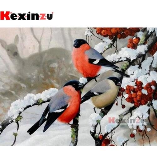 Kexinzu Full 5D DIY Square/Round Drill Diamond Painting "Snow bird deer" 3d Embroidery Mosaic Cross Stitch Decor Gift X5488