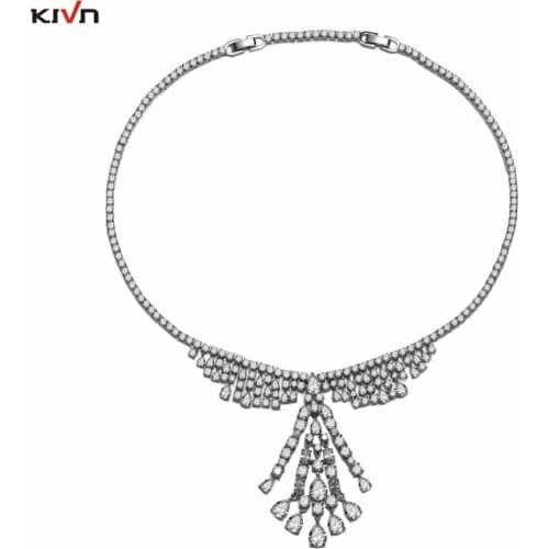 KIVN Fashion Jewelry white Heart Cubic Zirconia Luxury Bridal Wedding Necklaces for Womens Girls Bridesmaids Christmas Gifts