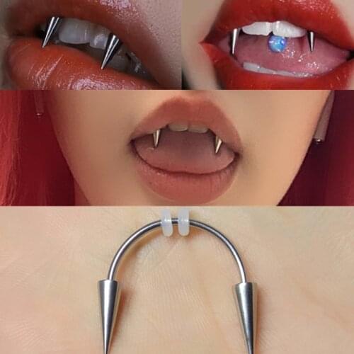 Goth C Rod Lips Ring Stainless Steel Septum Piercing In mouth Ring Puncture Earrings Hoop Nose Ring Body Piercing Jewelry