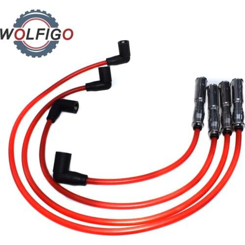 WOLFIGO 7mm Ignition Spark Plug Wire Cable Set 06A998031 06A905409N For VW Beetle Golf Jetta 1998 1999 2000 2001