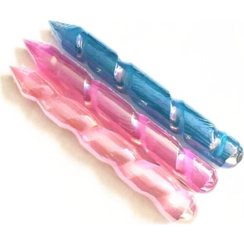 Colorful Aura Selenite Spiral Wand Hand Carved Gemstone Healing Reiki For Home Decoration