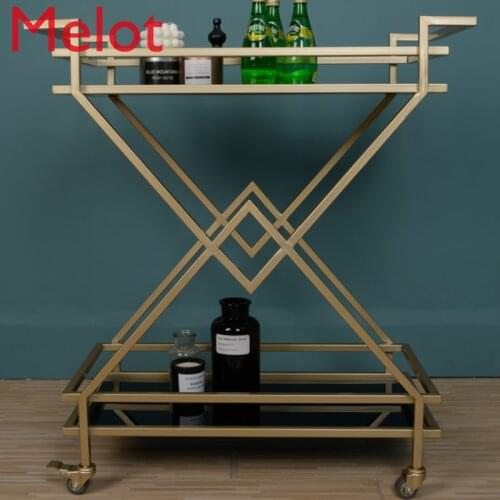 Creative Golden Hotel Trolley European Style Wine Mobile Food Delivery Van Household Iron Kitchen
