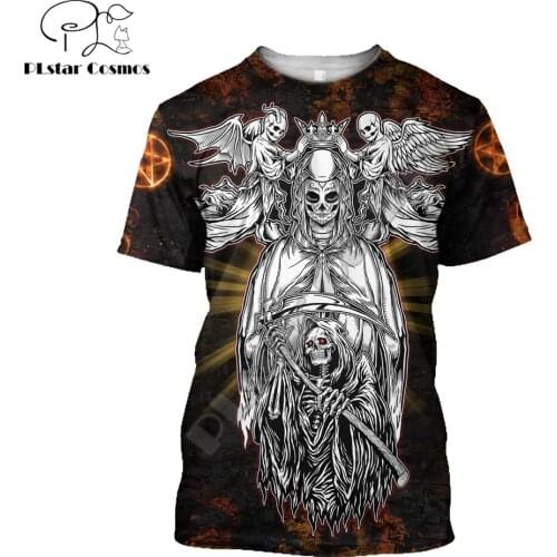 Hot Sale t shirt Skull Satanic Tattoo Pattern 3D Printed Mens Summer O-Neck Short sleeve Unisex Casual sports T-shirt 8 styles