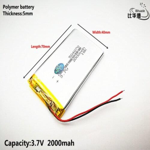 Liter energy battery Good Qulity 3.7V,2000mAH,504070 Polymer lithium ion / Li-ion battery for TOY,POWER BANK,GPS,mp3,mp4