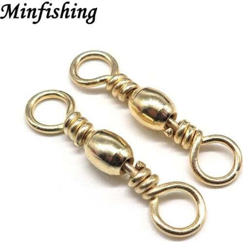 Minfishing 100 PCS Fishing Swivel Gold Barrel Swivel Rolling Swivel Fishing Accessories Fishing Hook Connector Fishing Tackle