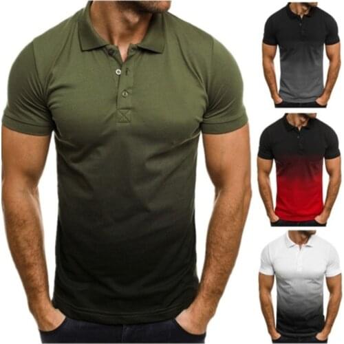 2021 Summer Brand Printing Short-Sleeved Polo Shirt mens Business Lapel Fashion Casual Slim Breathable Letters Gradient color