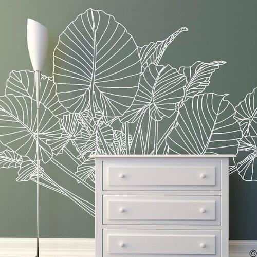 Elephant Ear Tropical Plant Wall Decal, Modern Home Decoration DIY Vinyl Sticker For Living Room E221