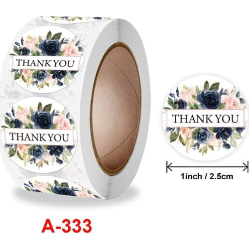Flower Thank You Stickers 500pcs Gift Decoration Sticker for Order, Wedding, Christmas, Birthday, Business Shipping Seal Labels