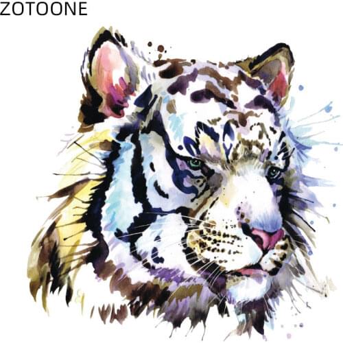 ZOTOONE Tiger Head Patch Iron on Transfer for Clothing DIY Patches for Bag Printed Stickers for Kids Boys Clothes Appliques H