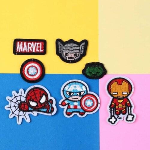 Disney Marvel Patches Iron Patches Spiderman Captain America Heat Transfer Stickers Clothes Embroidered Applique Anime Patches
