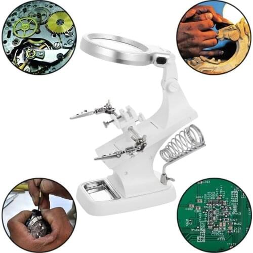 Magnifying Desk Lamp Led Lights Glasses Glass With Pcb Holder Soldering Stand Tools Helping Third Hand Magnifiers Loupe Lupa