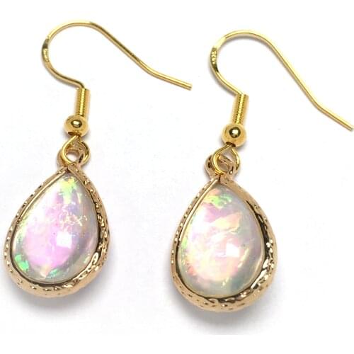 New ladies DIY pendants for gifts White drop-shaped semi-precious stone earrings size 13x18mm / 15x23mm