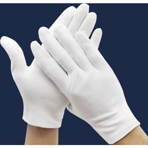3 Pairs White Cotton Gloves Coin Gloves for Women Men Dry Hands Serving Archival Cleaning Jewelry Silver Inspection