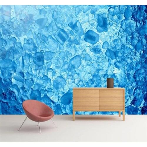 Custom wallpaper modern personality simple blue sea ice cube living room TV background wall painting quality waterproof material