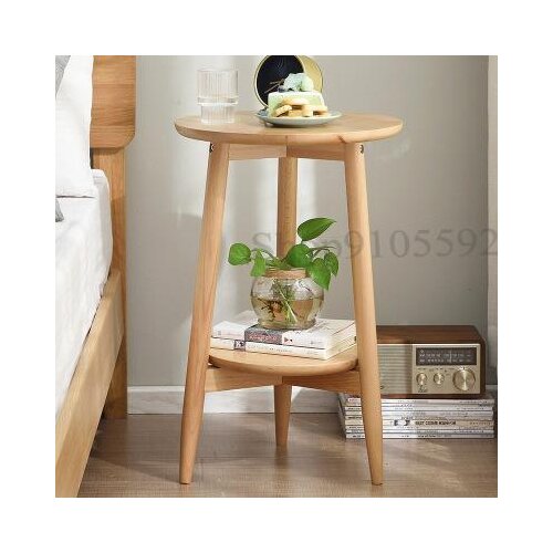 Nordic Solid Wood Sofa Side Table Small Round Table Small Coffee Table Mini Simple Side Table Home Creative Double Small Table C