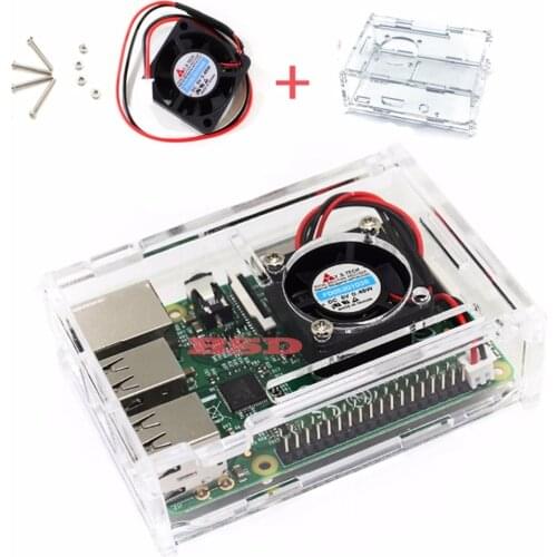 Raspberry Pi 3 Transparent Clear Case Enclosure Box With Cooling Fan For Raspberry Pi 2