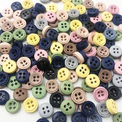 50pcs Mixed Color Wood Buttons For Handwork DIY Scrapbooking Crafts Sewing Accessories Clothing Supplies Home Decor 9mm WB791
