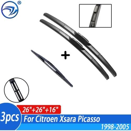 Wiper Front & Rear Wiper Blades Set For Citroen Xsara Picasso 1998-2005 Windshield ( NOT SIDE PIN ) 26"26"16"