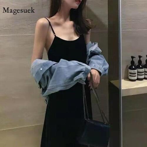 Sexy Sleeveless Backless Black Dress Slit Slim Slip Dress Summer Dress 2021 Robe Femme Strap Vacation Beach Dress Vestidos 13240