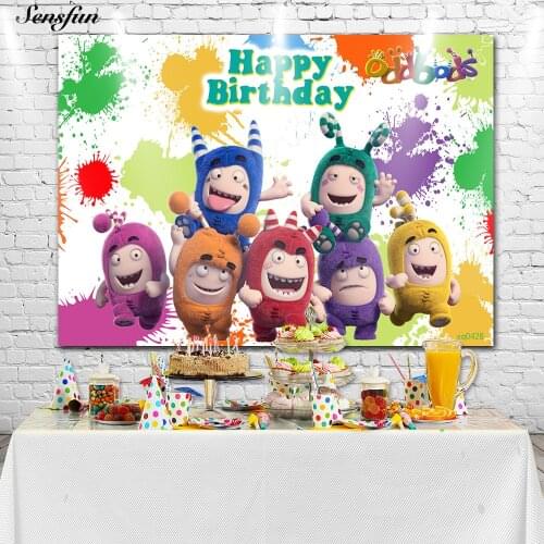 Sensfun Oddbods Theme Party Photography Background Children 1st Birthday Photo Backdrop Vinyl Custom Cake Table Decoration 7x5FT
