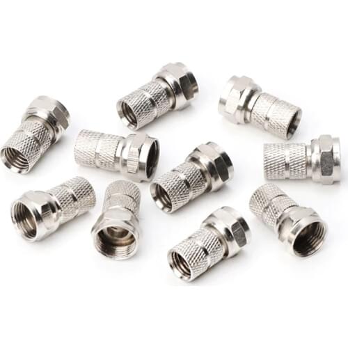 10Pcs F type Satellite Plug for Coaxial Cable RG6 Satellite TV Antenna Connector