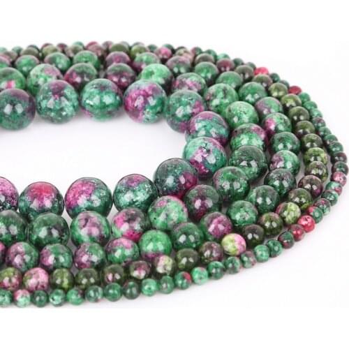 Top AAA+4-12mm Natural Red Green Epidote Zoisite Stone Beads For Fashion Jewelry Bracelet Craft Making 15"Strand