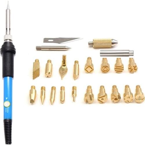 TP-936-22 22Pcs 110V/220V 60W Adjustable Temp Repair Rework Tool Kit woodburning set