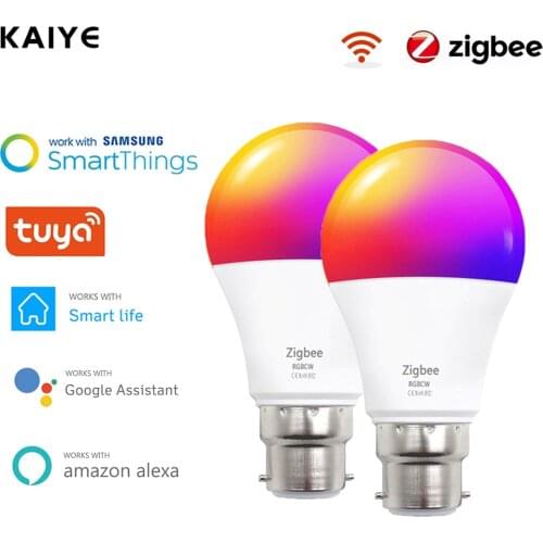 10W Tuya Zigbee 3.0 Smart Light Bulb B22 Led Lamp 85-265V RGBCW Dimmer Bulb Works with SmartThings Smart Life Alexa Google Home