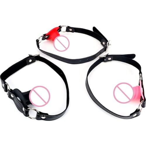 VATINE Small Dildo Mouth Gag Oral Fixation With Locking Buckles Silicone Fetish SM Bondage Sex Toys for Couples Penis Gag Slave