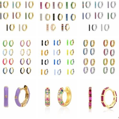 BOAKO 925 Sterling Silver Hoop Earrings For Women 2021 Trend Enamel Zircon Ear Buckle Jewelry Pendientes Bijoux Gifts Aros CZ