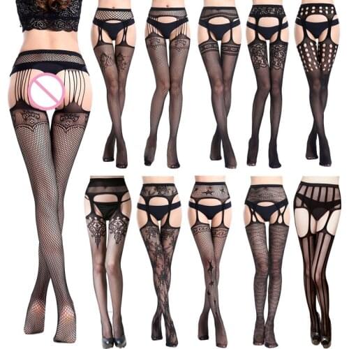 Hot Sexy LingerieHigh Elastic Thin Tights Stockings Open Crotch Sexy Pantyhose Female Ultrathin Hosiery Free Size Fishnet Panty