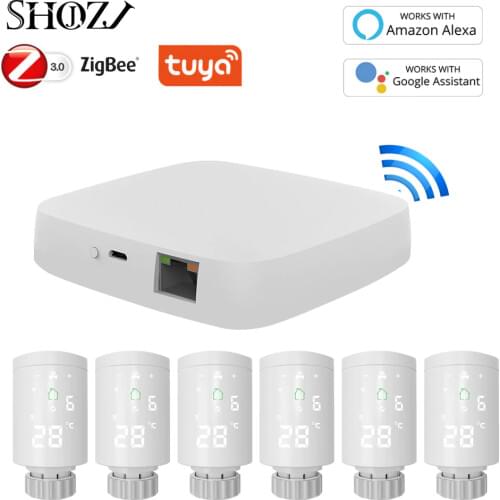 ZIGBEE WiFi Smart TVR Valve Temperature Controller Thermoregulator integrated with boiler humidity display works with Alexa
