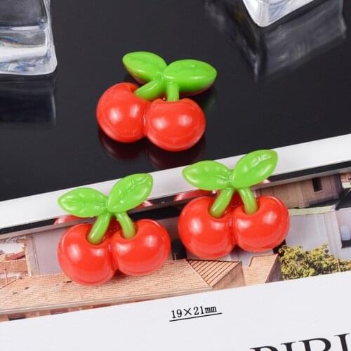 10pcs/lot 19X21mm Cute Resin Fruit Cherry Flatback Cabochon For Food Art Supply Decorative DIY Embellishment