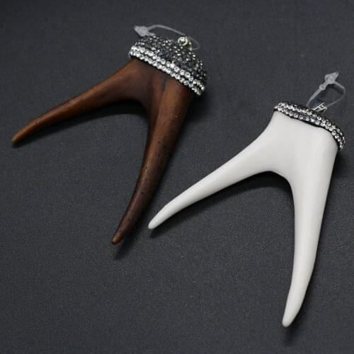 100% Beef Bone Pendant Vintage Fork Shape Charms for Women Jewelry Making DIY Necklace Accessories Gift 30x80-30x88mm