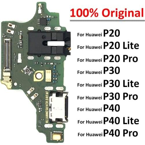 100% Orginal USB Charging Port Jack Dock Plug Connector Charge Board Flex Cable For Huawei P9 P10 P20 P30 P40 Pro Lite Plus E