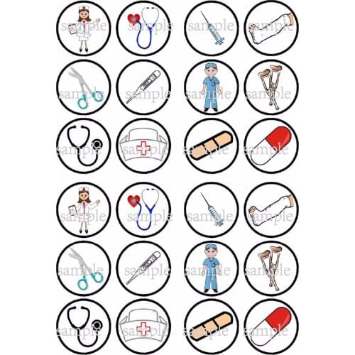 24 Nurses Doctors Edible Cake Topper Wafer Rice Paper Cake Cookie Cupcake Topper Birthday Wedding Cake Decoration Party Supply